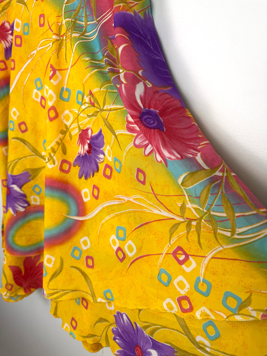 flow of 80% Silk Reversible Tropical Floral Wrap Skirt  at Blue Sparrow Shop