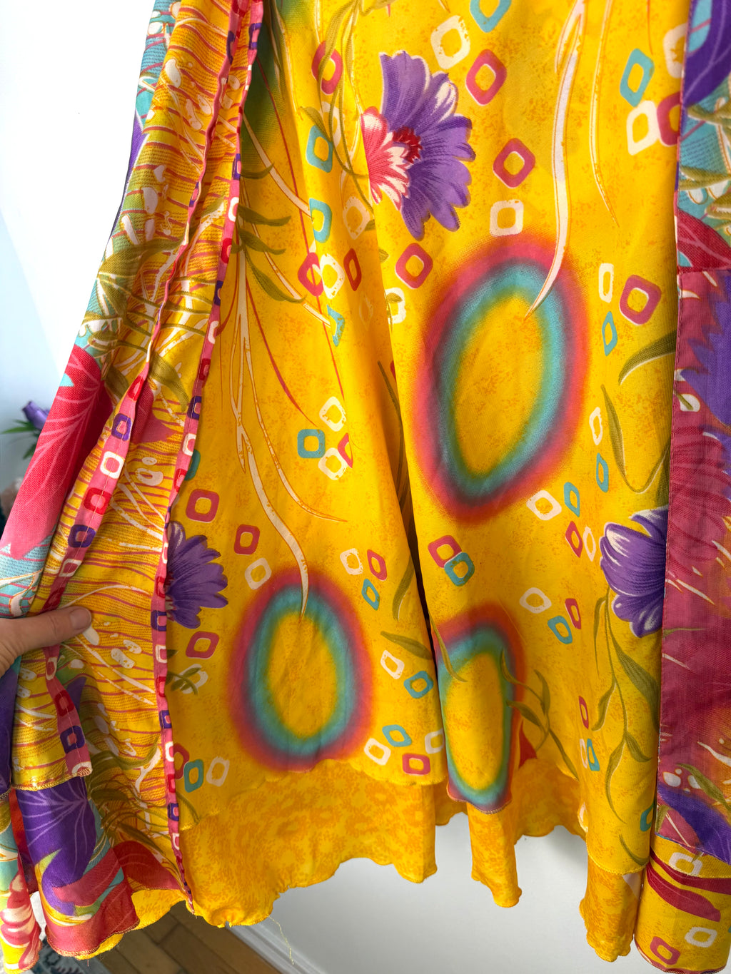 80% Silk Reversible Tropical Floral Wrap Skirt  at Blue Sparrow Shop