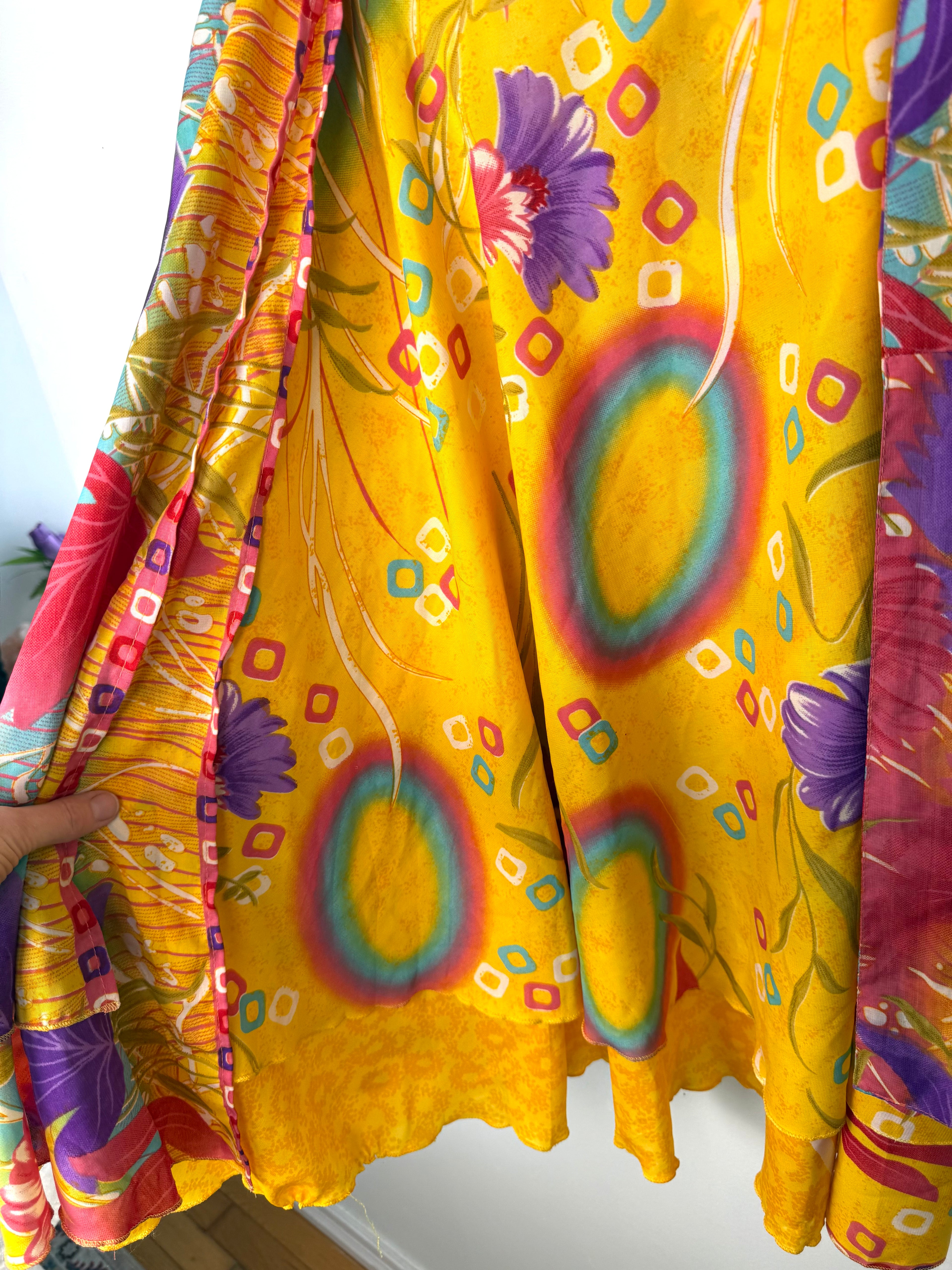 80% Silk Reversible Tropical Floral Wrap Skirt  at Blue Sparrow Shop