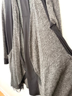 flow of Sympli Made in Canada Black & Grey Mixed Media Long Cardigan | Size 10