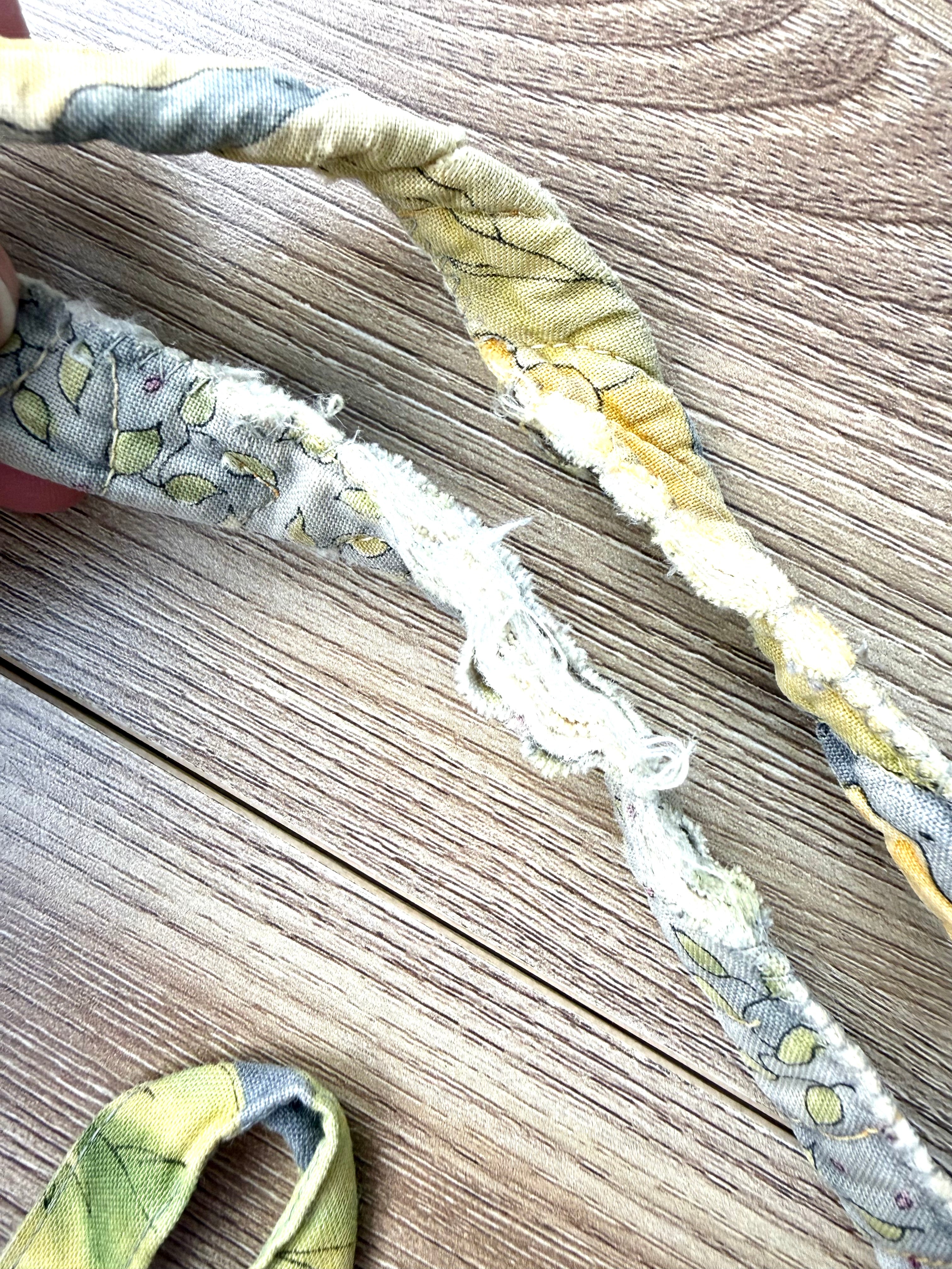 fraying of handles on handmade artisan quilted cotton bag 