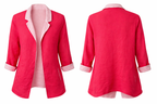 front and back of Reversible Linen Jacket  in 2 shades of pink | Size M/L at Blue Sparrow Shop