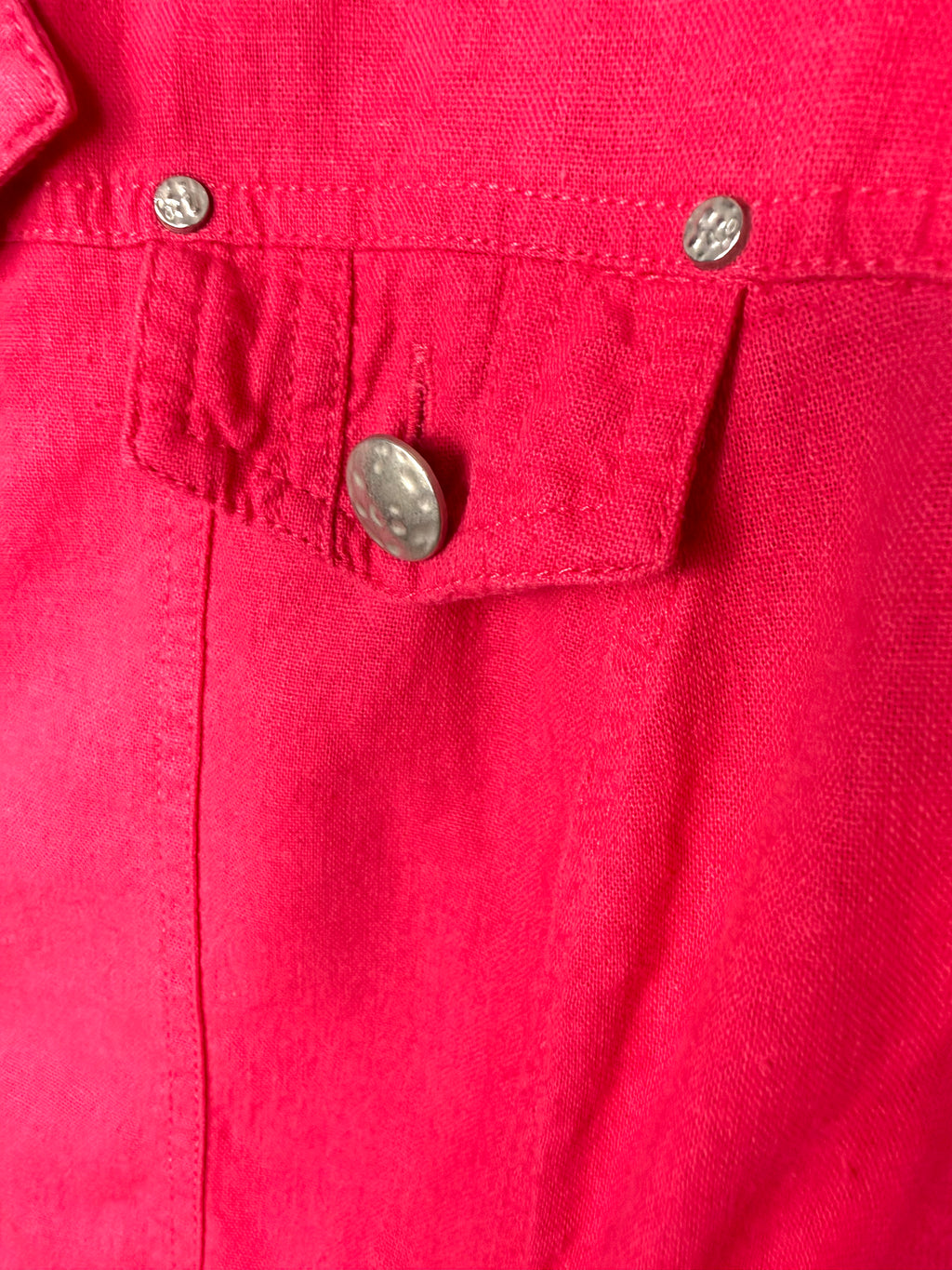 front button detail on Conrad C Collection fuchsia linen blend utility jacket women size 18 button front lightweight blazer