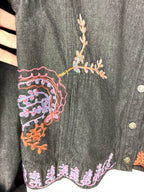 front embroidered detail on Coldwater Creek Embroidered Denim Jacket | Size XL at Blue Sparrow Shop