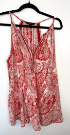 front of 100% Cotton Banana Republic Paisley Tank Top | Boho Summer Blouse | XL at Blue Sparrow Shop on hanger