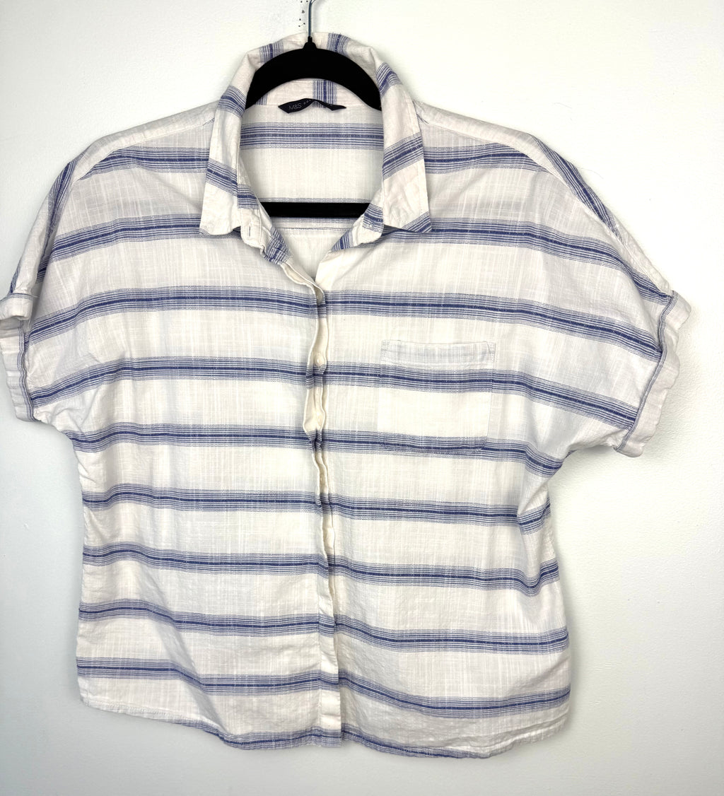 front of 100% Cotton Marks & Spencer Striped Top | Size M  on hanger