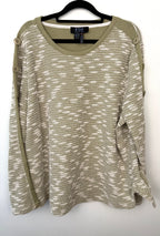 front of FDJ French Dressing Textured Button-Detail Sweater | Size XL on hanger