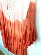 front of Ombre Boho Tunic Dress - 100% Rayon with Crochet Detail Size Medium at Blue Sparrow Shop