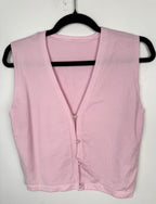 front of Soft Pink V-Neck Knit Vest Size S  at Blue Sparrow Shop