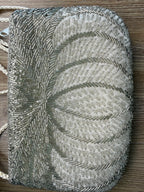 front of  Vintage Silver Beaded Evening Bag at Blue Sparrow Shop Resale Reimagined  