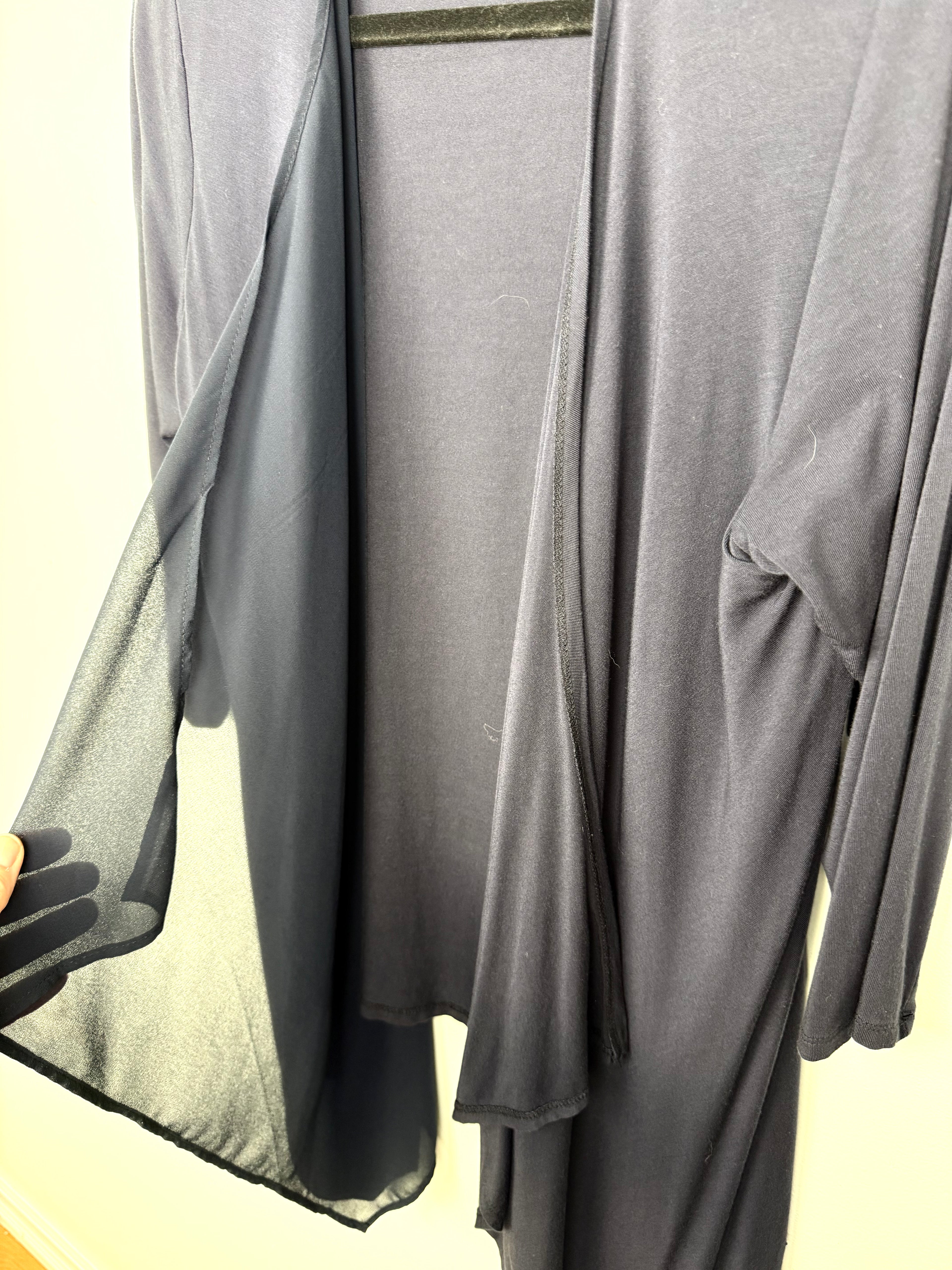 front panel on Bamboo LNBF Navy Open Front Cardigan Jacket | Size L 