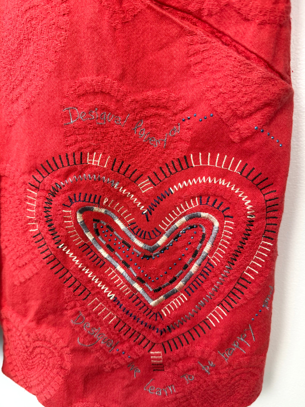 front pocket detail Desigual heart blazer women Y2K embroidered jacket size 40
