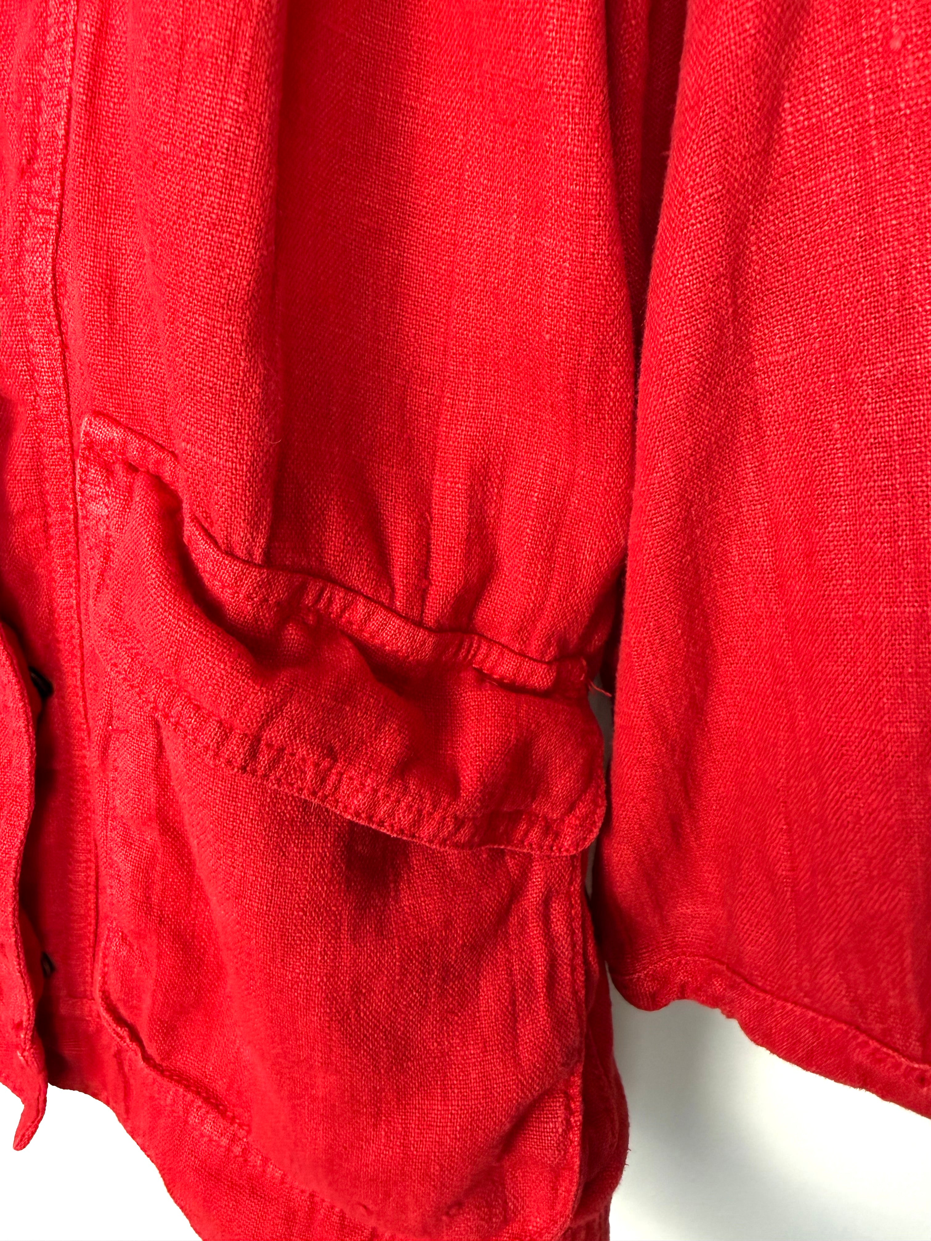 front pocket detail on Zara 100% Linen Jacket | Size M at Blue Sparrow Shop 