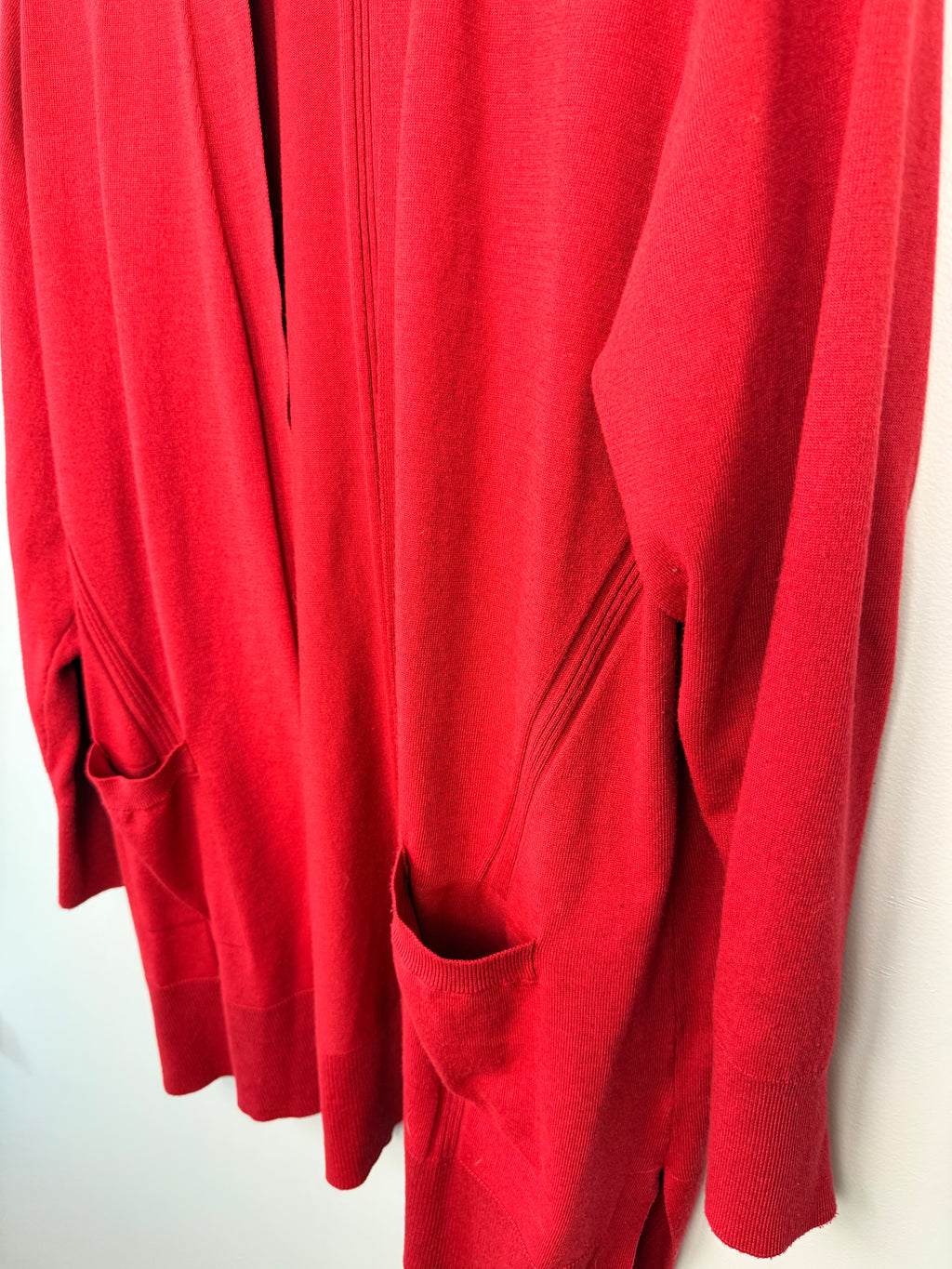 front pockets on Terra & Sky Relaxed Fit Recycled Cardigan | Size 1X