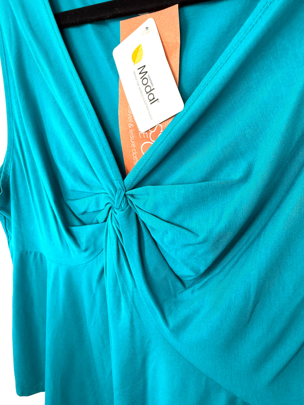 front ruched detail on NWT 90% Modal Goddess on the Go Modal Top | Size XXXL at Blue Sparrow Shop