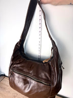 full view of Karen Gunn Handmade Leather Crossbody Bag-The Ella and Louella looks like new