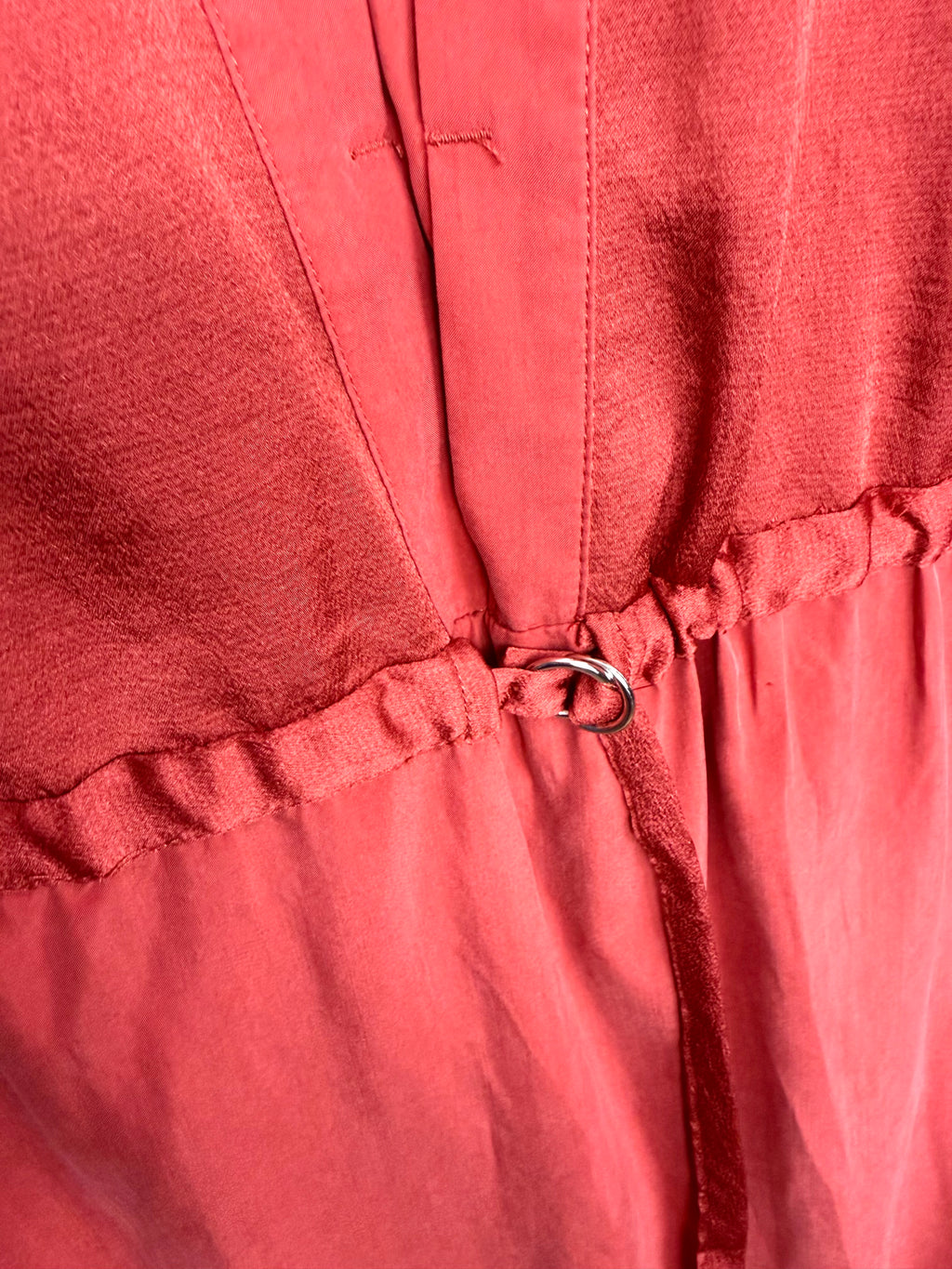 gathered waist of Zara tunic dress in brick red