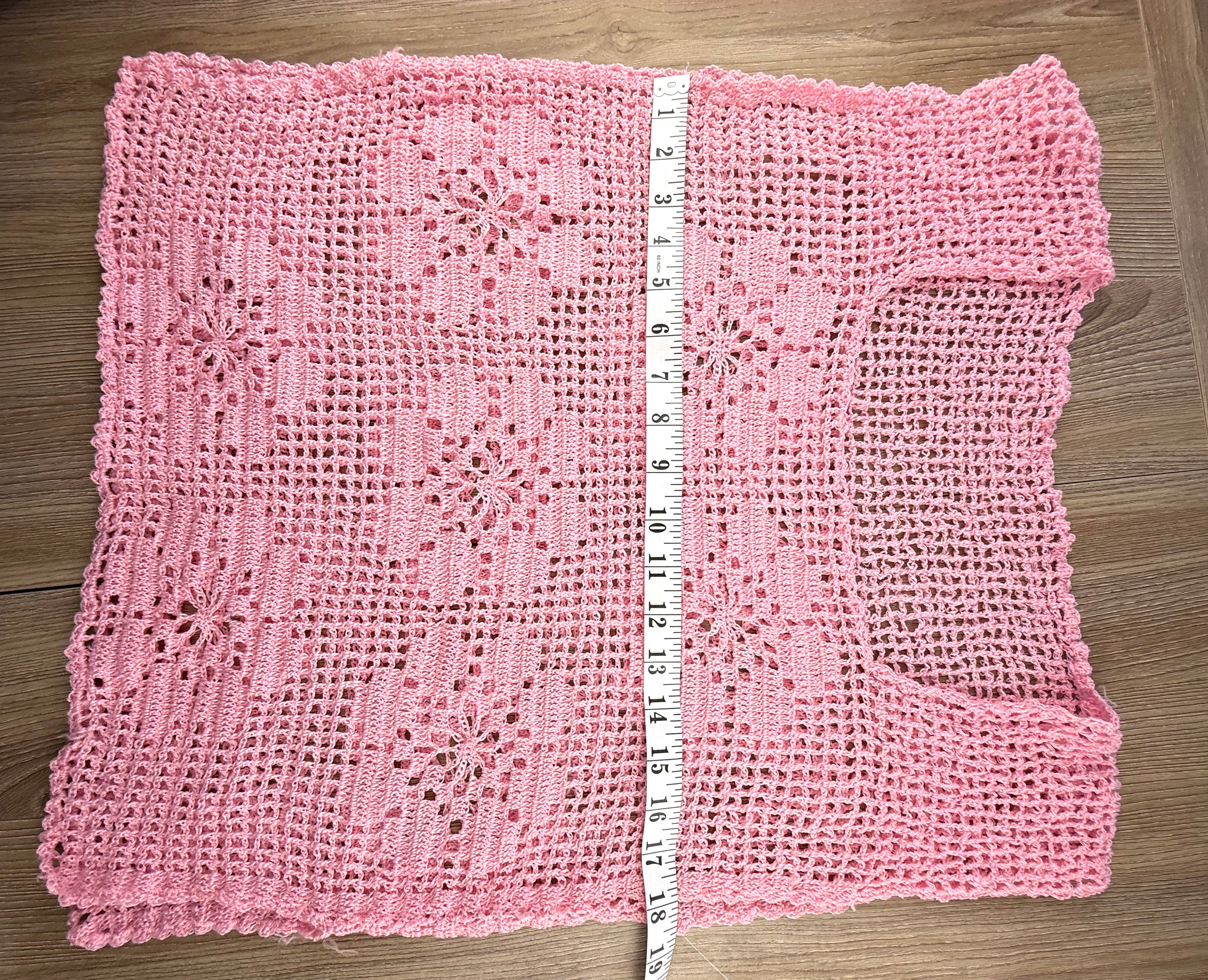 hand crochet top measuring 36" bust 