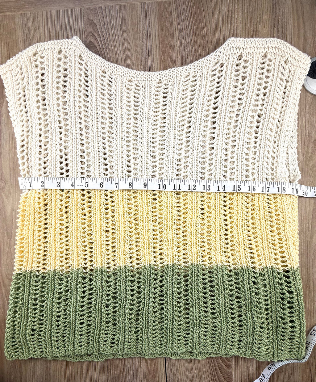handknit top measuring 38" bust 