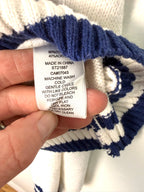 hang tag inside Pickleball varsity cropped knit top in cream and navy label 