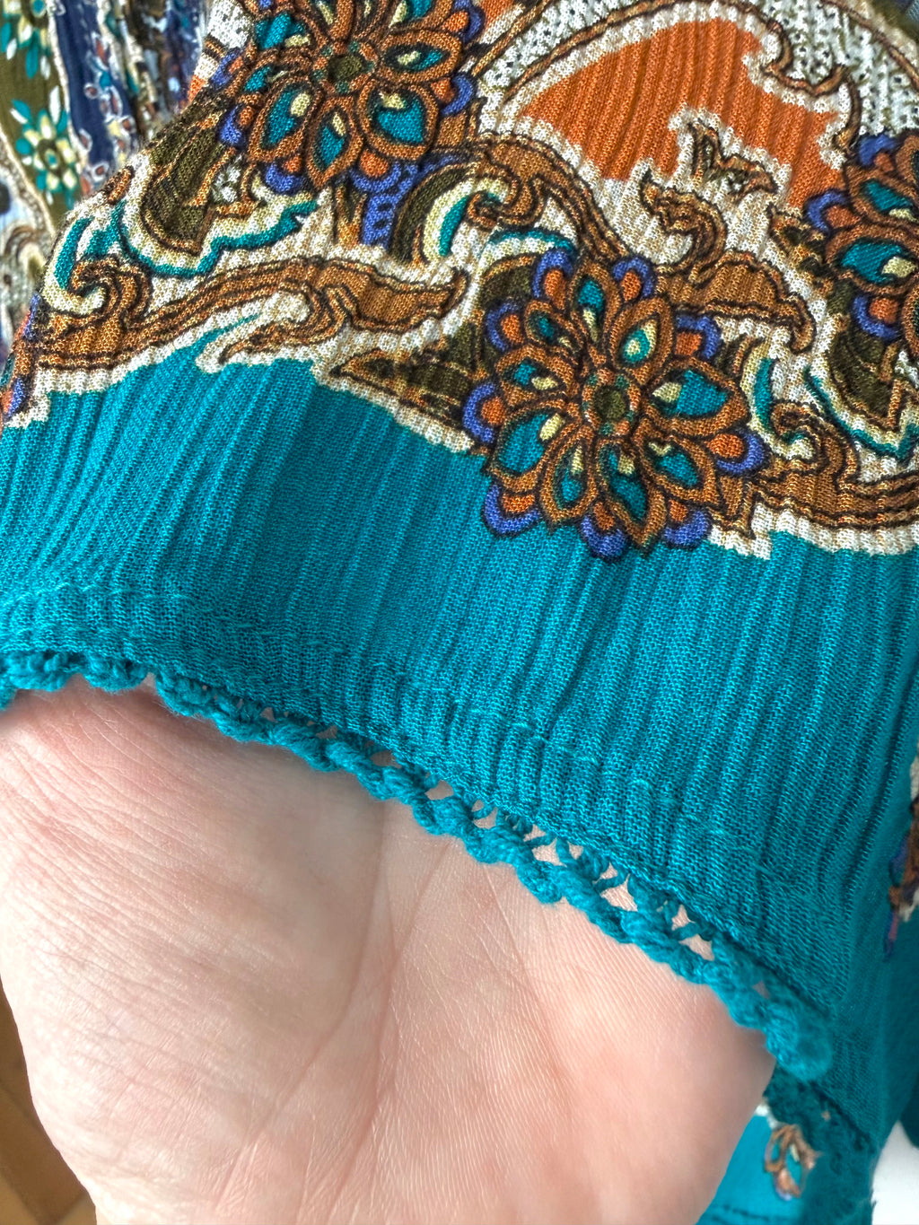 hem detail on Bila bohemian paisley blouse