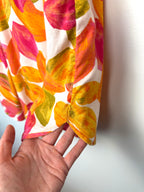 hem detail on Linen Lyocell Blend Time and Tru Tropical Shirt | Size M at Blue Sparrow Shop