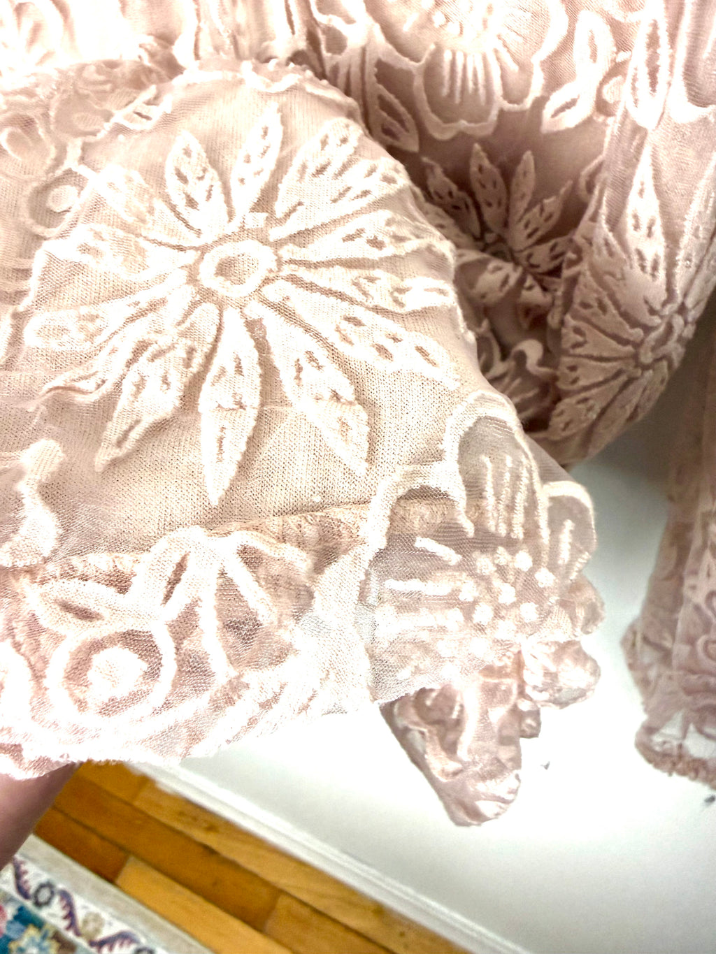 hem detail pink lace top made in italy Elena brand  2
