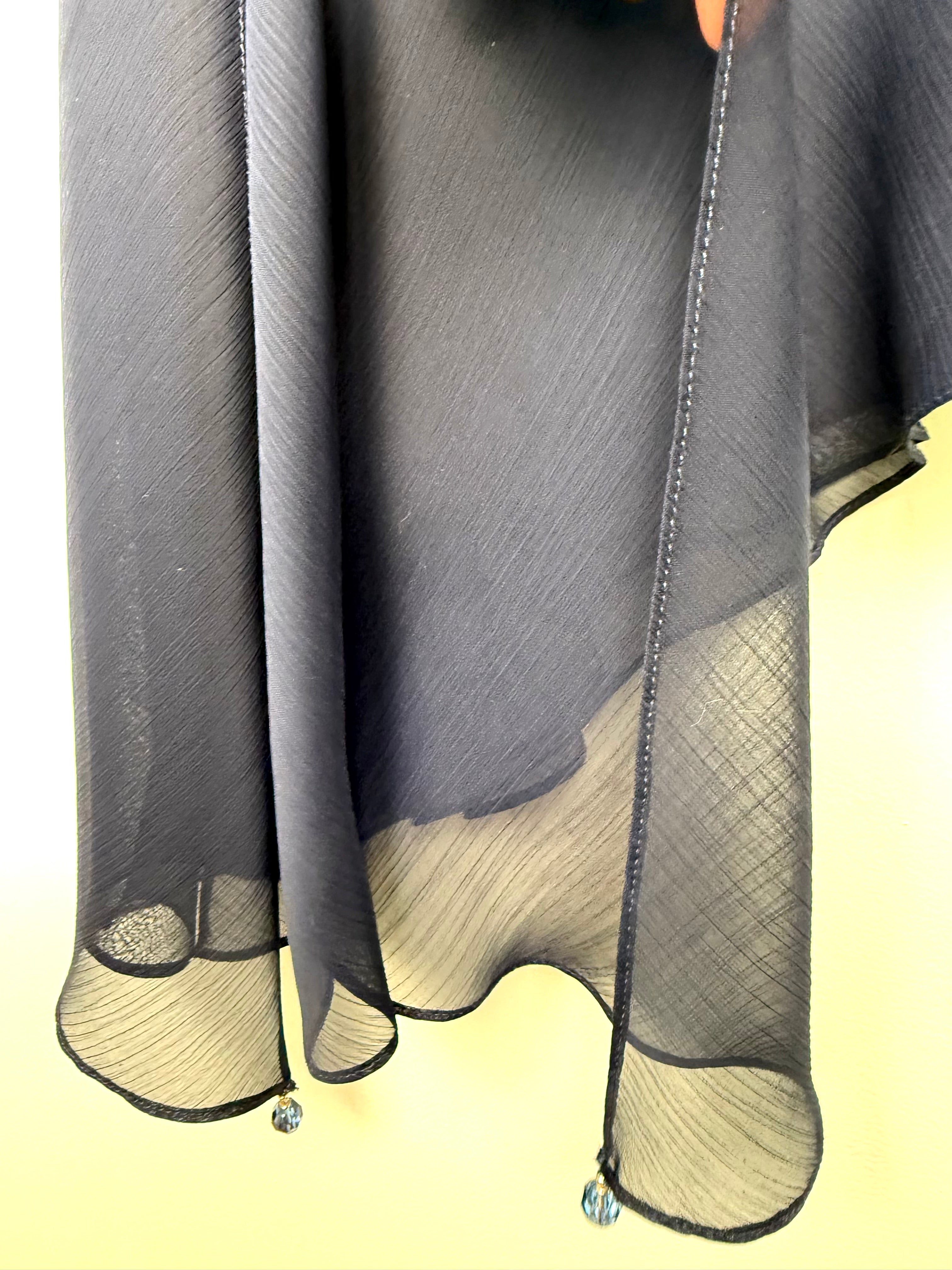 hem of Ursula of Switzerland Vintage Navy Asymmetric Dress at Blue Sparrow Shop
