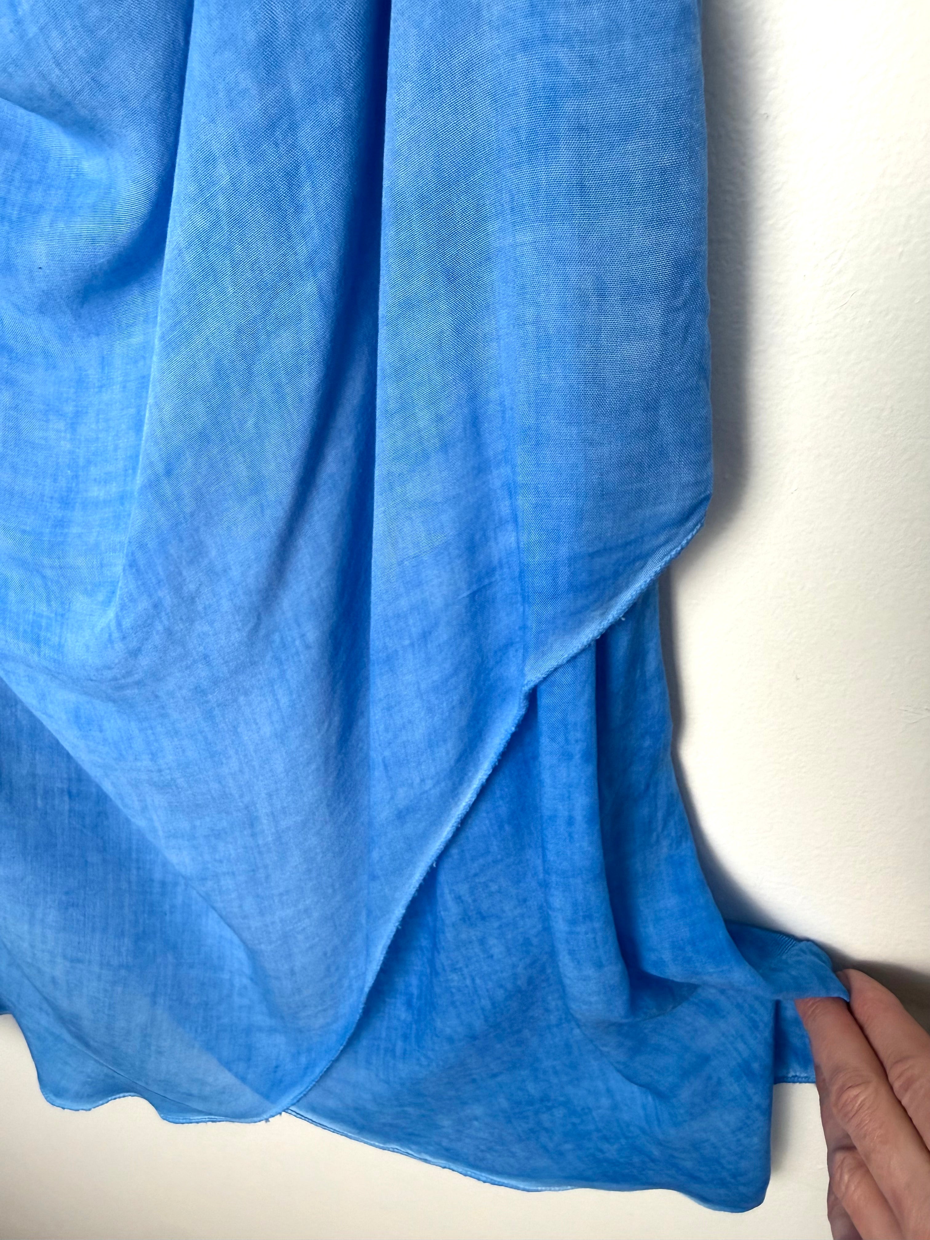 hemline of Italian-Made Draped Cowl-Neck Tank