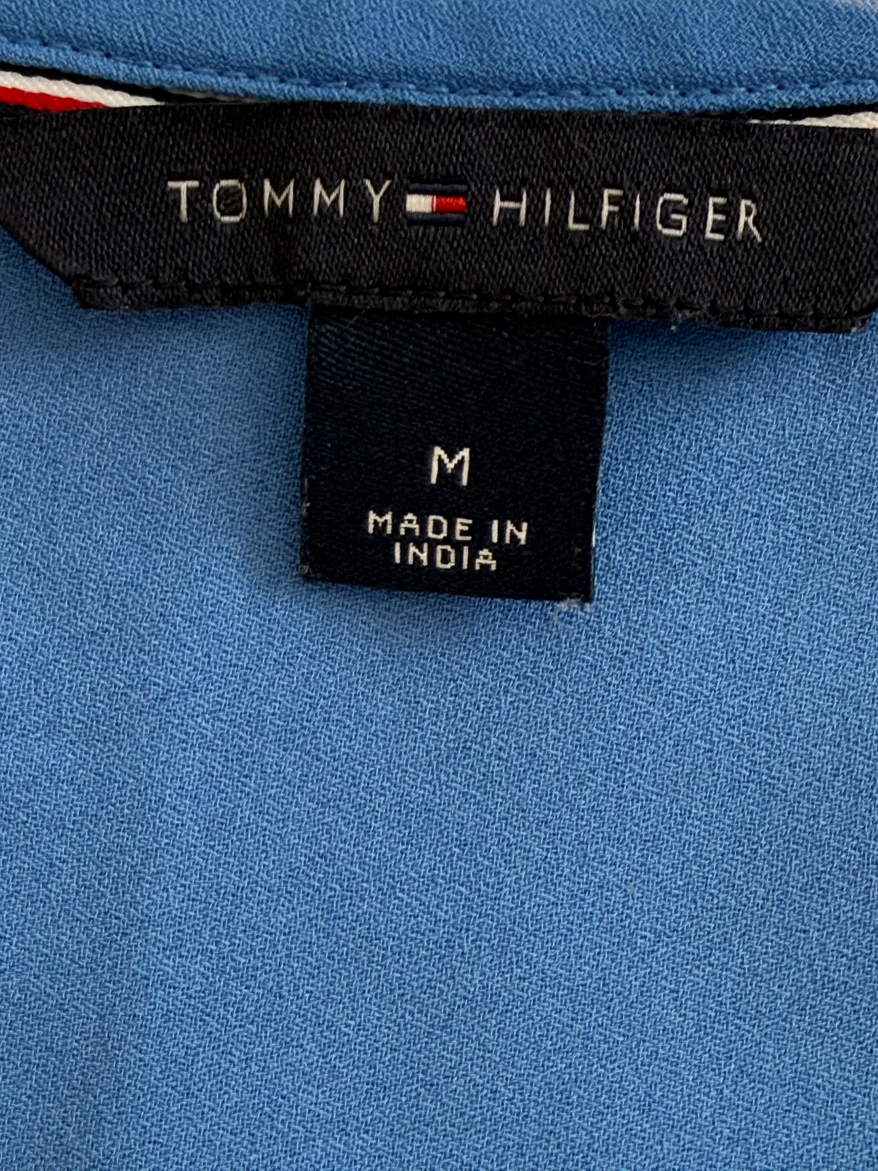 hilfiger inside tags on Faux Wrap Tommy Hilfiger Sleeveless Blouse | Size M at Blue Sparrow Shop 