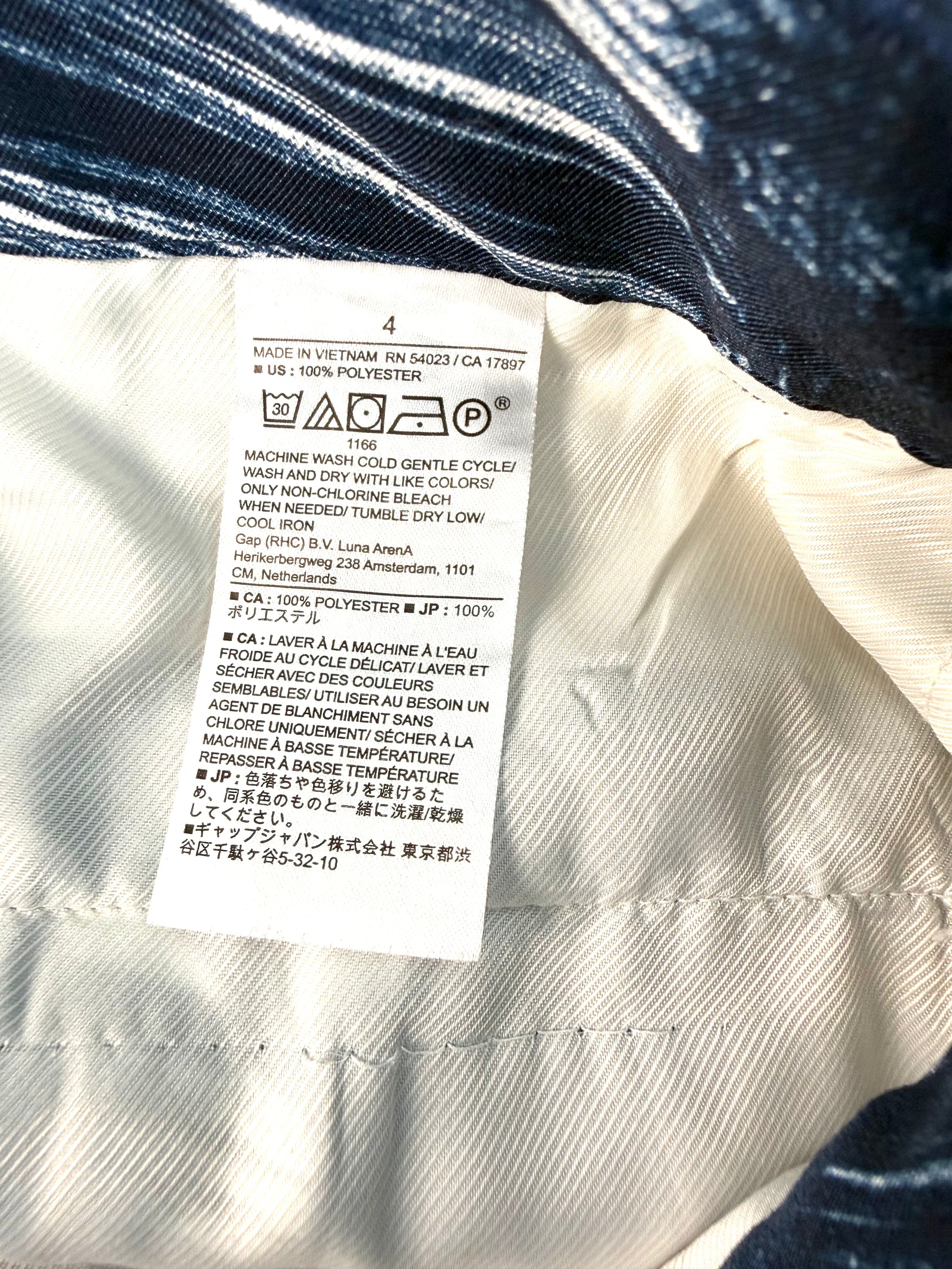 inside care tag Banana Republic wide leg patterned pants