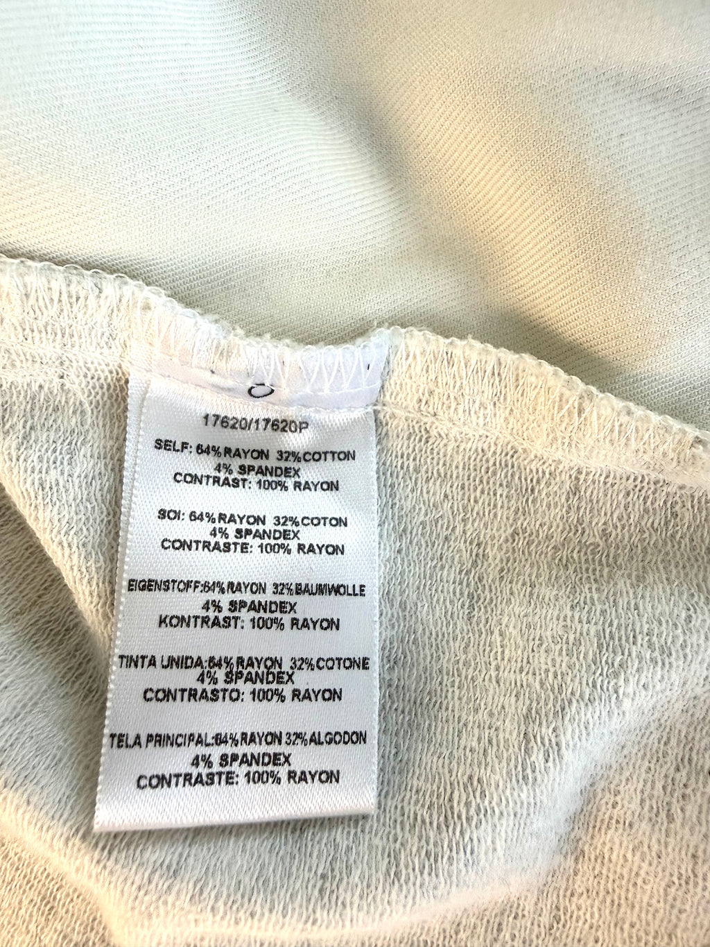 inside care tag on Dolce Vita colour block drape cardigan 