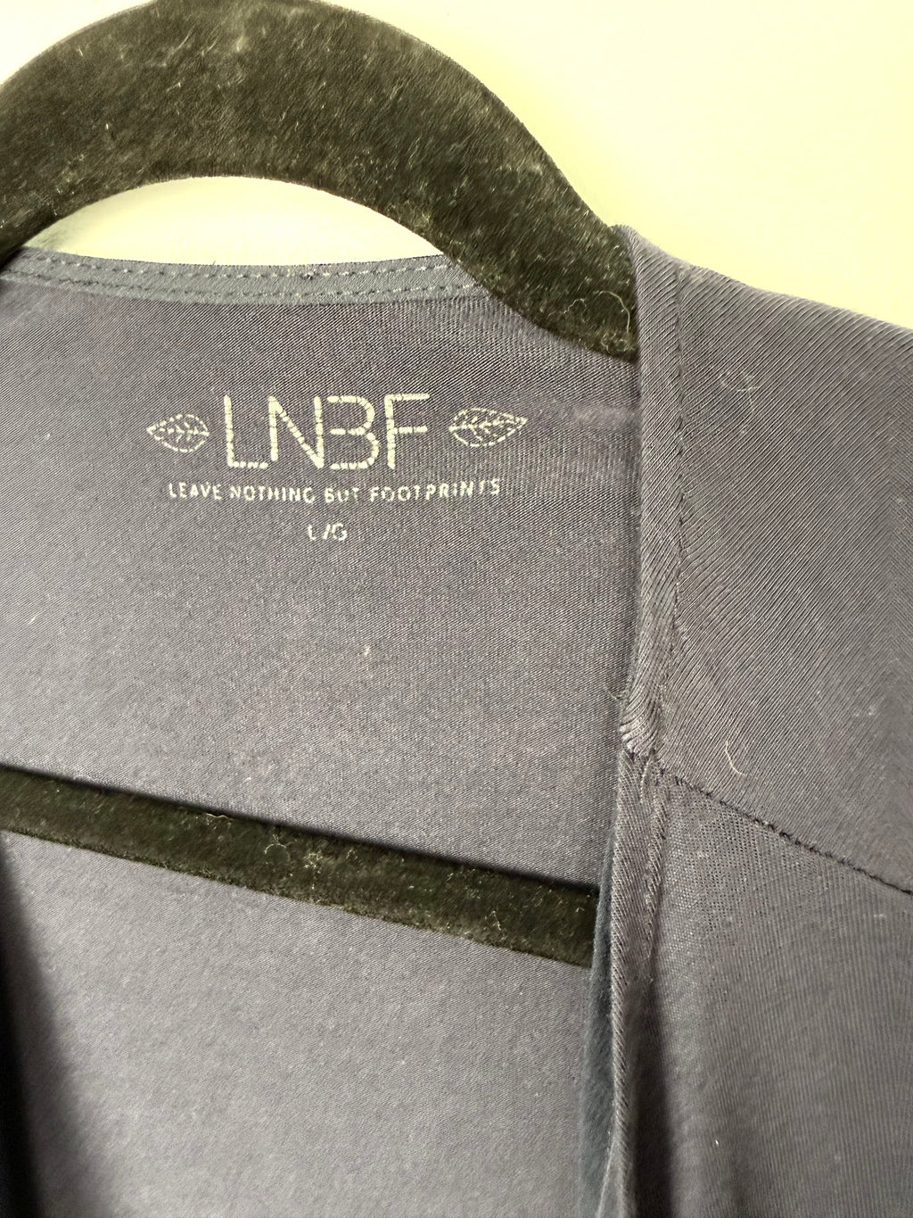 inside collar on Bamboo LNBF Navy Open Front Cardigan Jacket | Size L note - it's not faded - that's the camera 