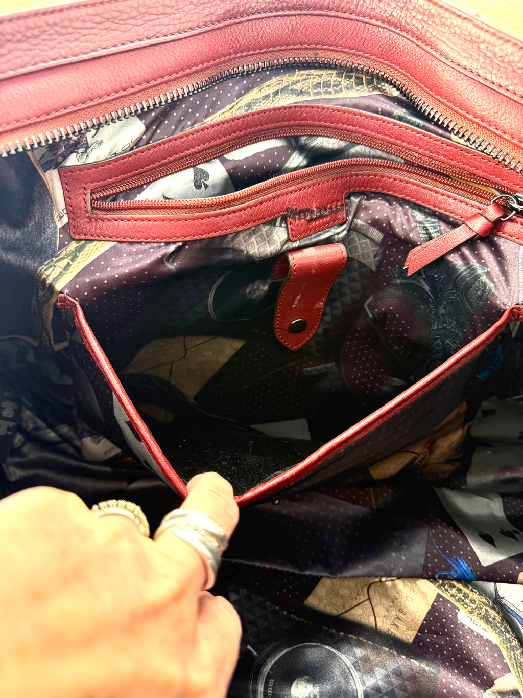 inside detail  Ted Baker London Leather Travel Weekend Bag