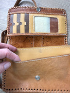 inside intage Hand-Tooled Leather Crossbody Bag at Blue Sparrow Shop