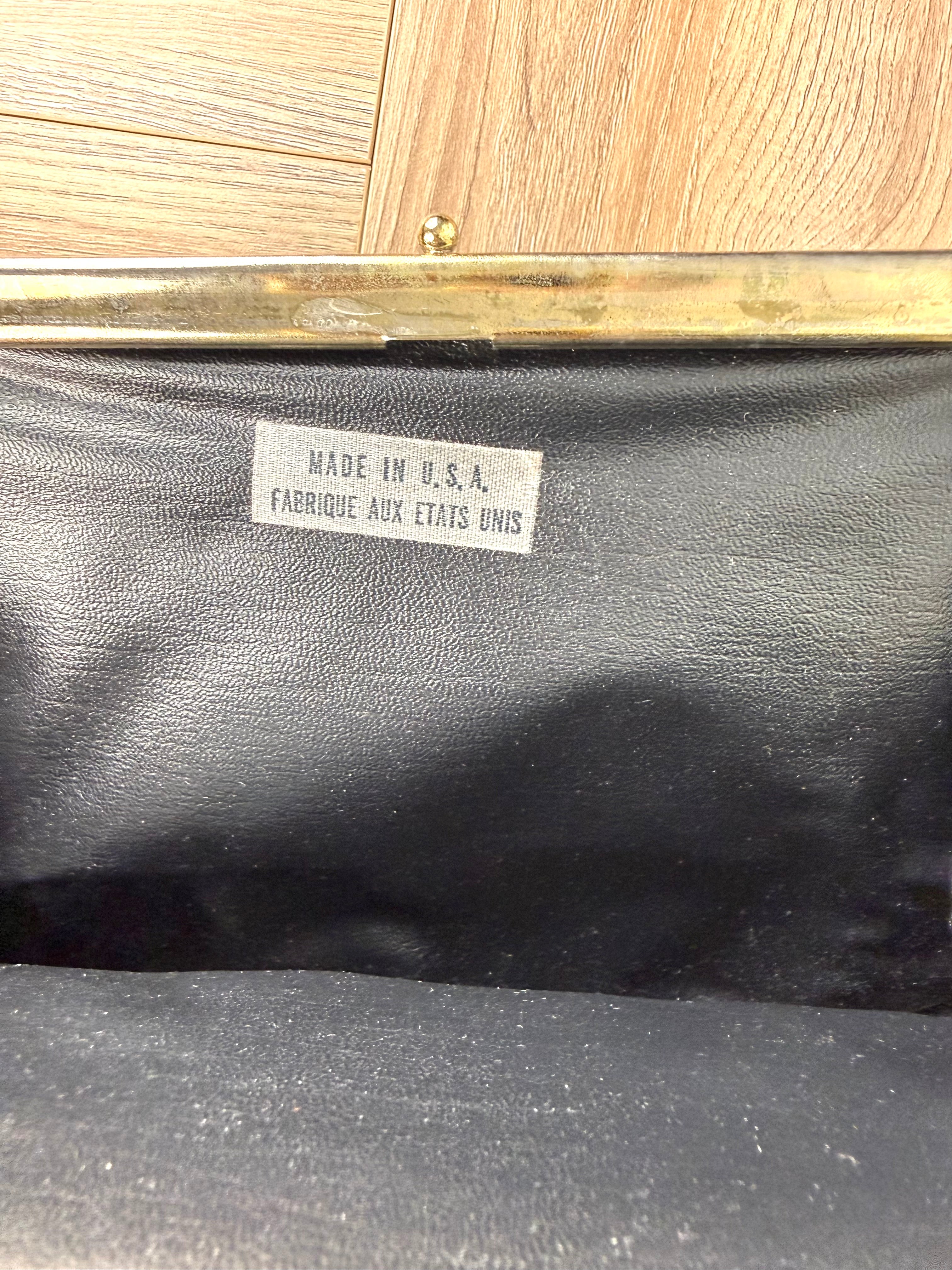 inside label Made in USA Vintage Brown Leather Frame Purse  