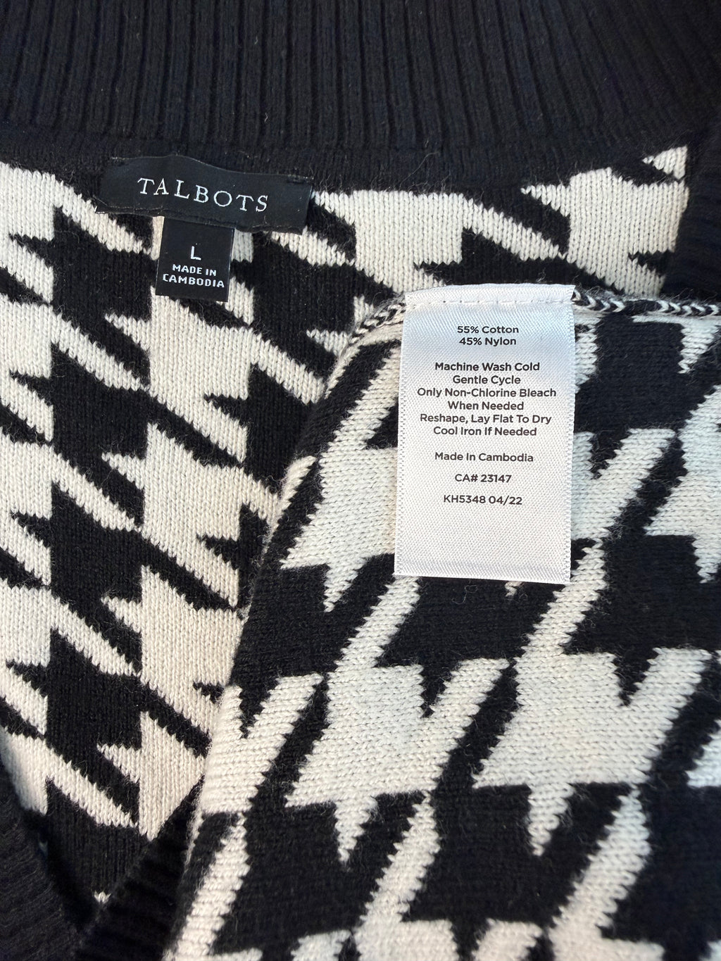 inside label Talbots Houndstooth Sweater Vest 
