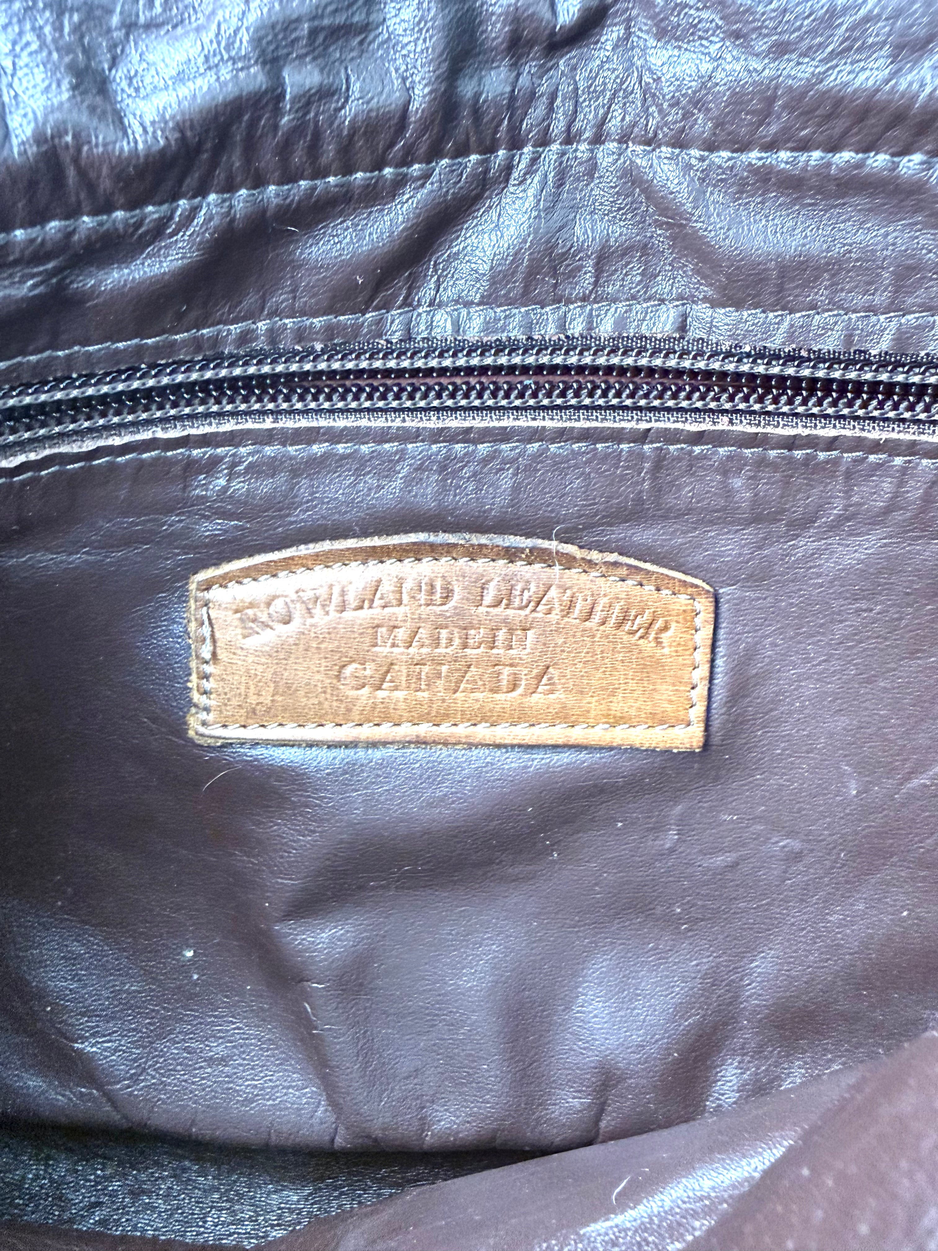inside label Vintage Rowland Leather Crossbody Bag circa 1970/1980