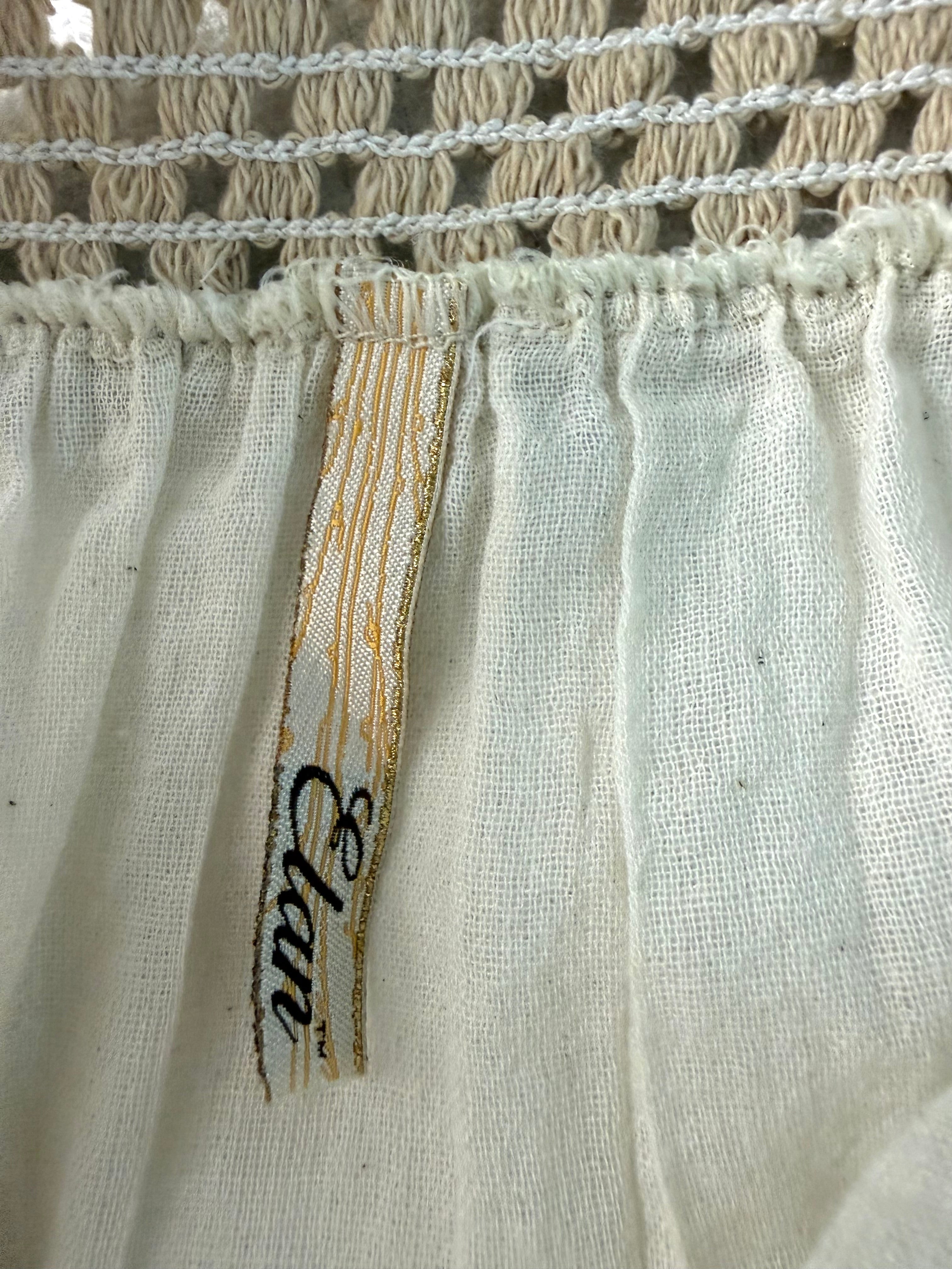 inside label on 100% Cotton Made in USA Crochet Waistband Top | One Size  at Blue Sparrow Shop
