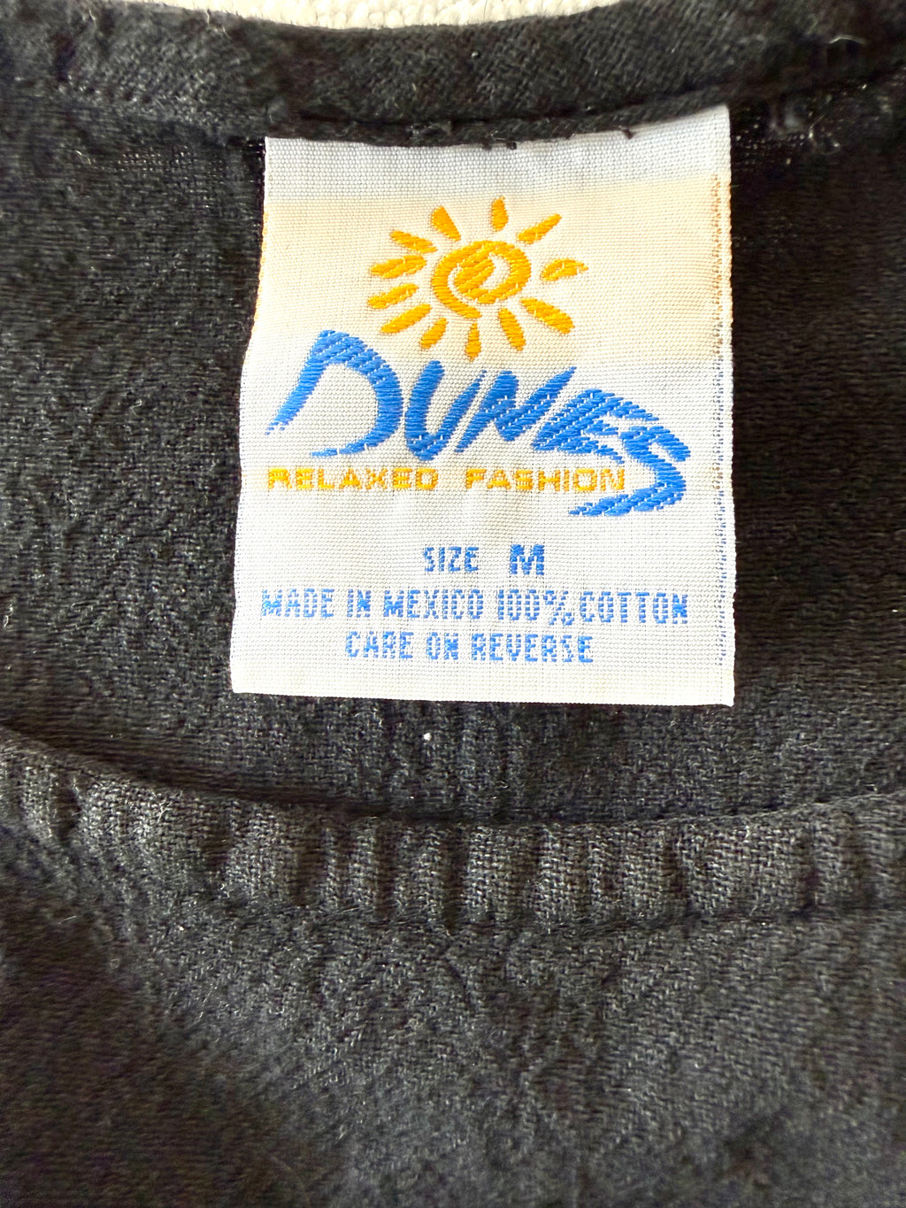 inside label on 100% Cotton Relaxed Fit Vintage Tank | Size M at Blue Sparrow Shop