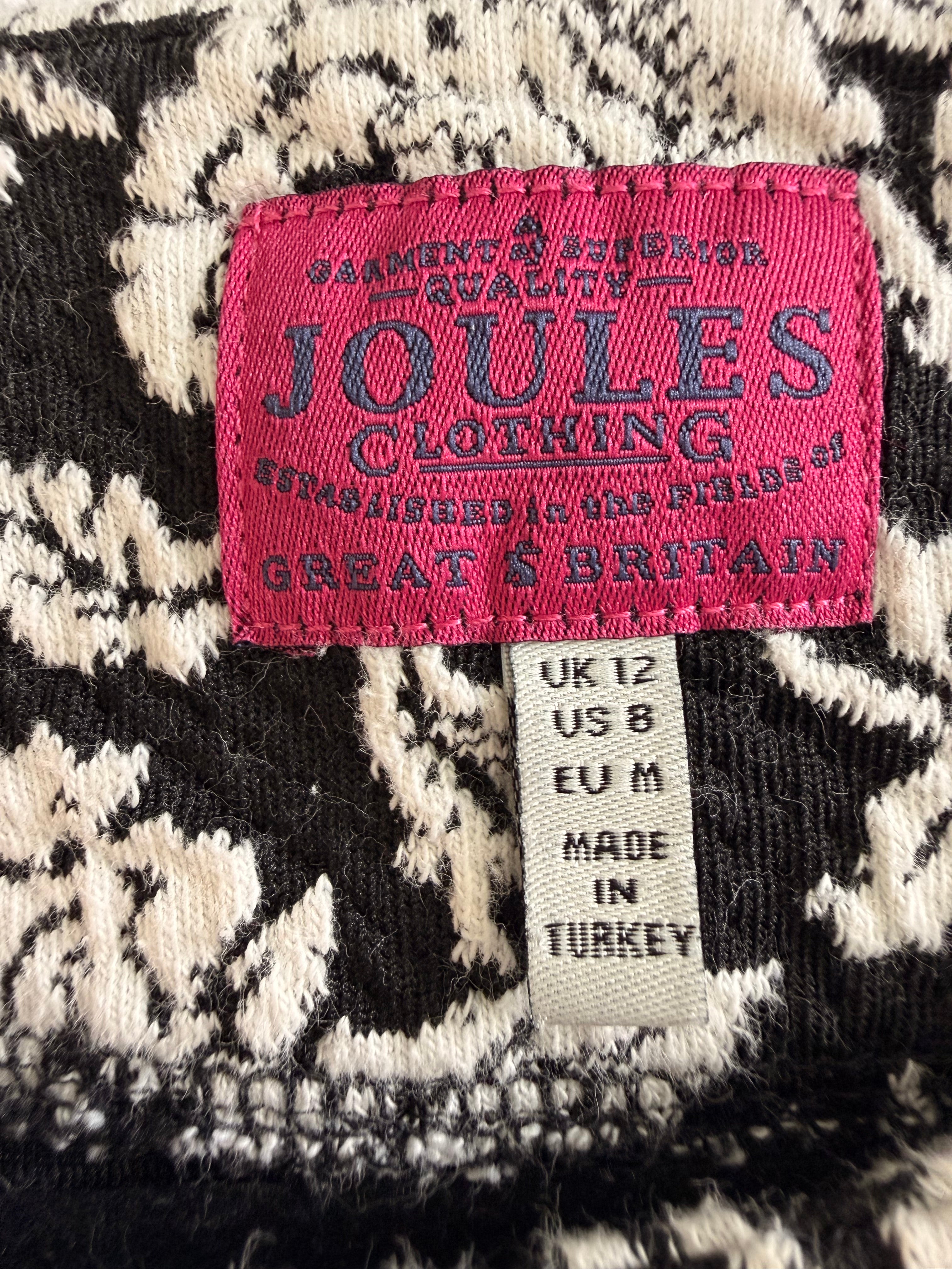 inside label on Joules Black & Cream Floral Jacquard Tunic Dress | Size 8 