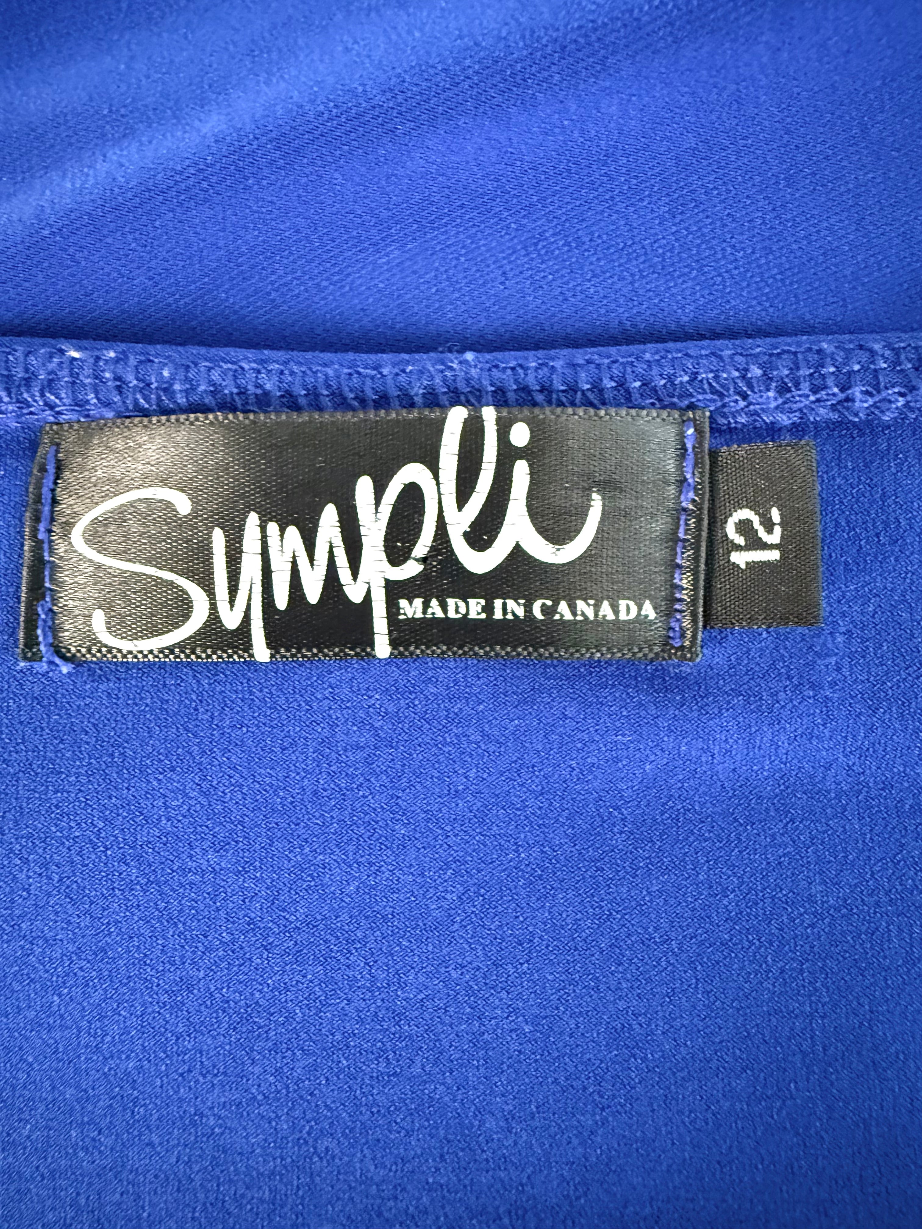 inside label on Sympli Asymmetrical Cold-Shoulder V-Neck Top size 12 