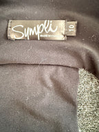 inside label on Sympli Made in Canada Black & Grey Mixed Media Long Cardigan | Size 10
