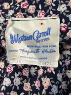 inside label on Vintage floral print navy Jacket Made in Canada at Blue Sparrow Shop 