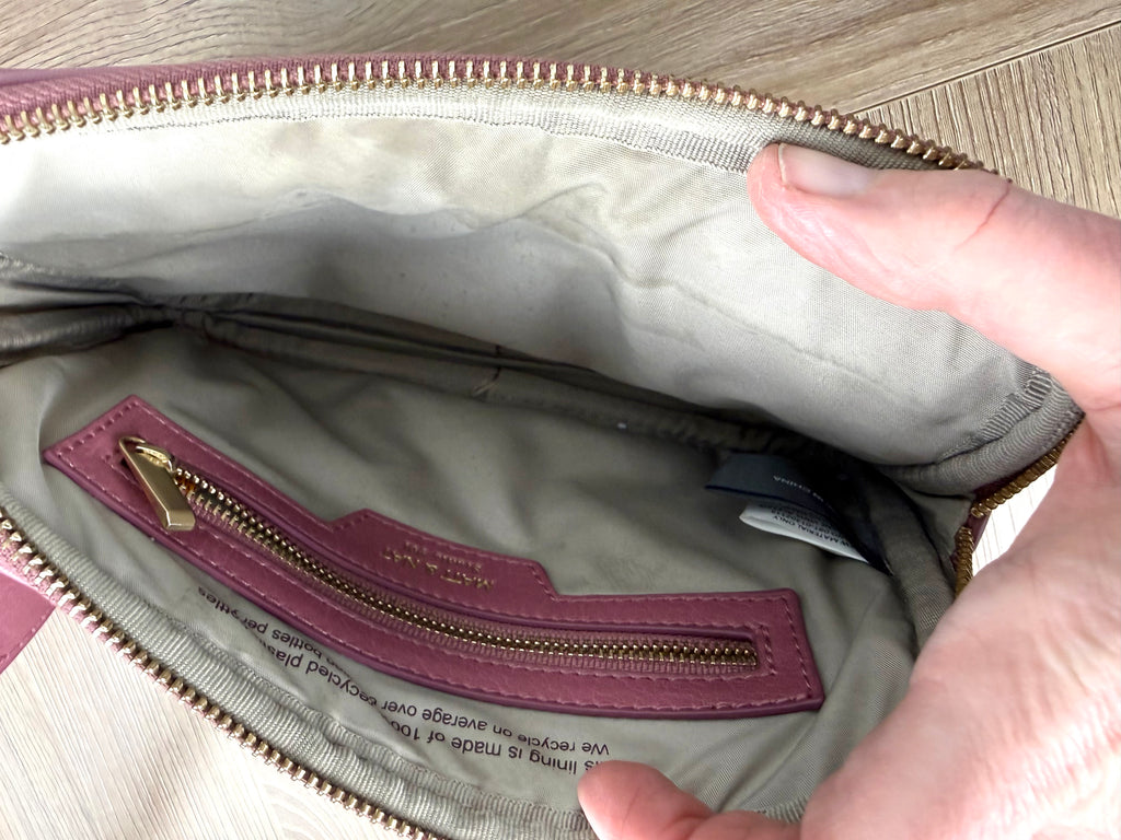 inside main section of Matt & Nat Pink Belt Bag | Vegan Leather Crossbody Sling studio 901 bag 2