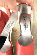 inside of Fly London Red Leather Platform Wedge Sandals