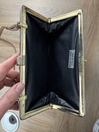 inside of  Made in USA Vintage Brown Leather Frame Purse  