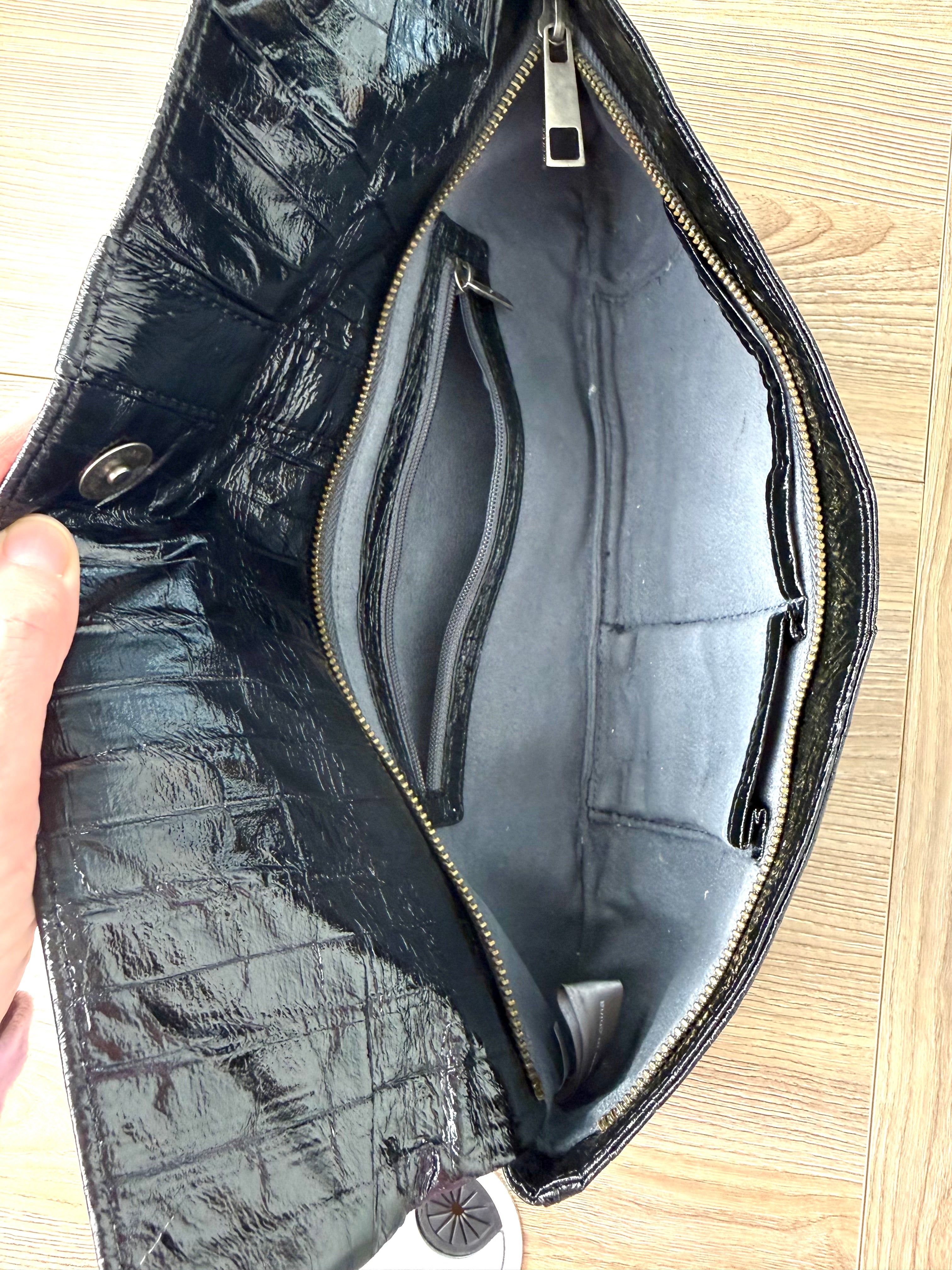 inside of Matt & Nat Black Vegan Leather Clutch Bag