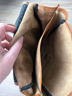 inside of Mesace 1910 Cognac Leather Western Saddle Sling Bag