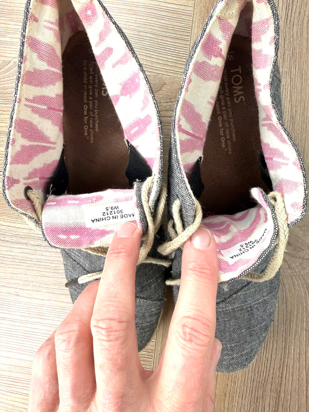 inside of TOMS Chambray Espadrille Wedge Booties